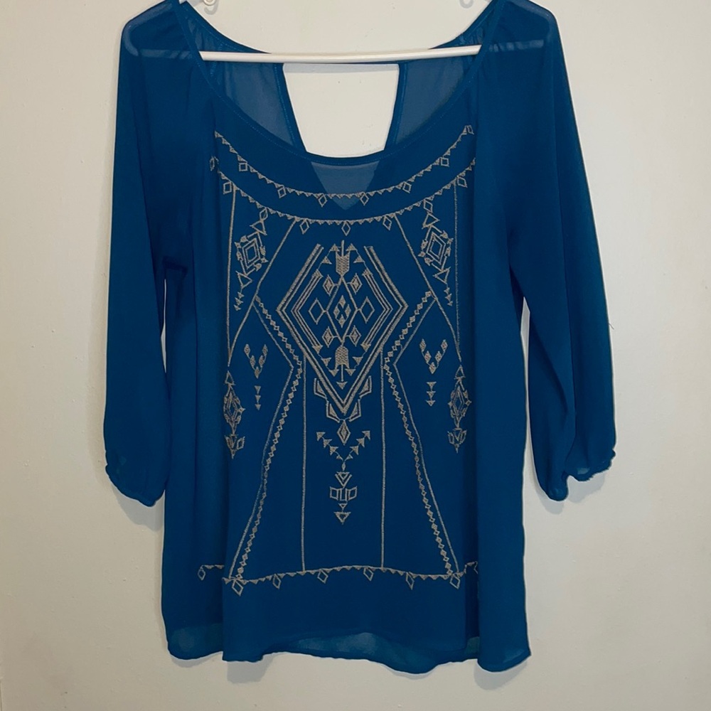 Women boho sheer blouse M